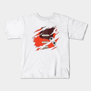 Ripped Bass Guitar J-Style Red Color Kids T-Shirt